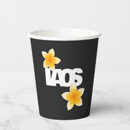 Vasos De Papel Laos Amor Flor de Frangipani Blanca sobre Negro