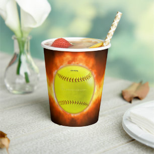 Vasos De Papel Las llamas de pelota suave amarilla de SlipperyJoe