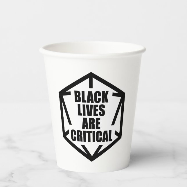 Vasos De Papel Las vidas negras BLM son críticas [B&W] (Anverso)