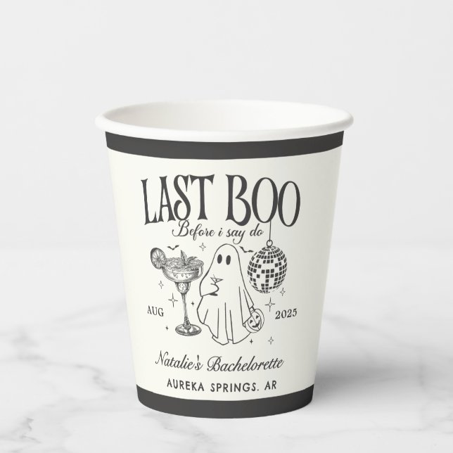 Vasos De Papel Last Boo Before I Do Bachelorette Halloween Party (Anverso)