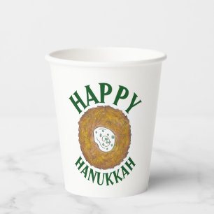 Vasos De Papel Latkes Felices Fiestas Judías en Hanukkah Chanukah