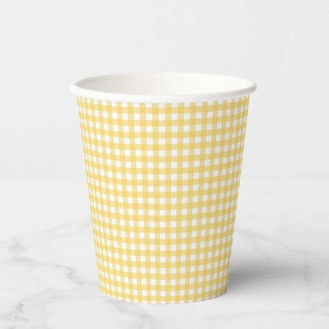 Vasos De Papel Lauren Yellow Gingham Paper Cups (Anverso)