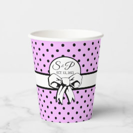 Vasos De Papel Lavender Black Polka Dot White Bow Personalizado