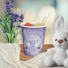 Vasos De Papel Lavender Boho Un Pequeño Baby Shower De Flor Silve