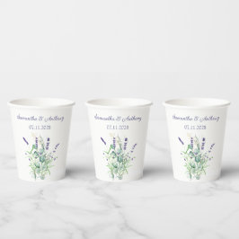 Vasos De Papel Lavender Eucalyptus Watercolor Herbs Boda