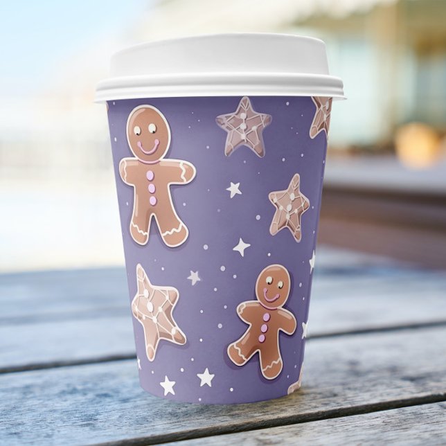 Vasos De Papel Lavender Gingerbread Man Holiday Paper Cup Set (Subido por el creador)