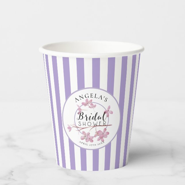 Vasos De Papel Lavender Lilac rosa Blossom Bridal Shower (Anverso)