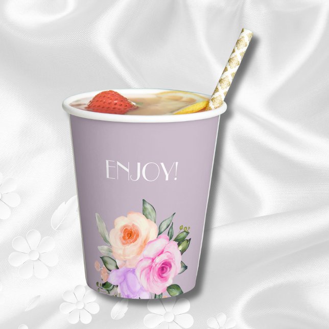 Vasos De Papel Lavender Roses Rosa Brillantes Florales Brillantes (Subido por el creador)