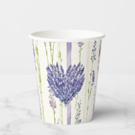 Vasos De Papel Lavender Stripes Floral Heart Baby Shower