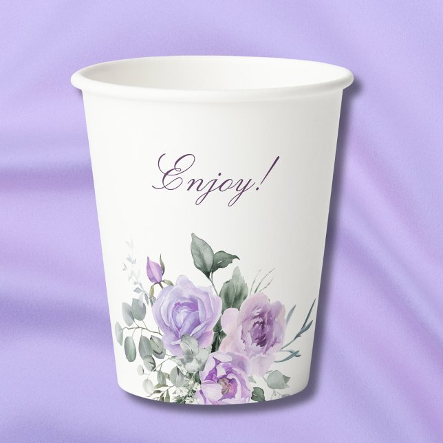 Vasos De Papel Lavender Watercolor Floral Baby Shower (Subido por el creador)