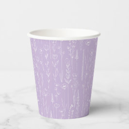 Vasos De Papel Lavender Wildflower Party Cup | Botanical Pattern