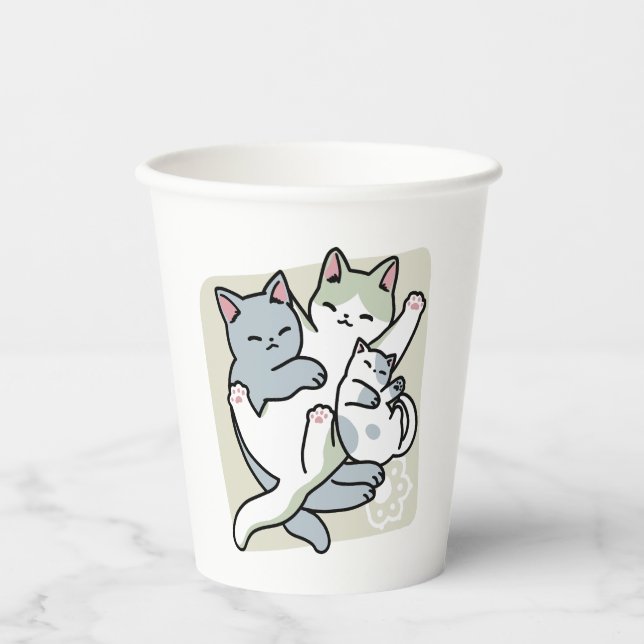 Vasos De Papel Laze Furr Days - Diseño de gatos perezosos (Anverso)