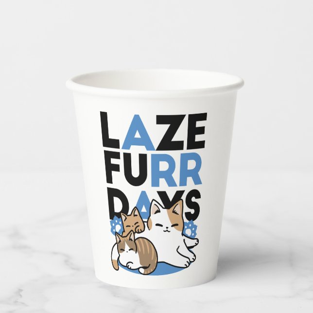 Vasos De Papel Laze Furr Days - Diseño de gatos perezosos (Anverso)