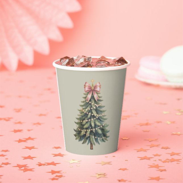 Vasos De Papel Lazo de árbol de Navidad Coquette Xmas (in situ)