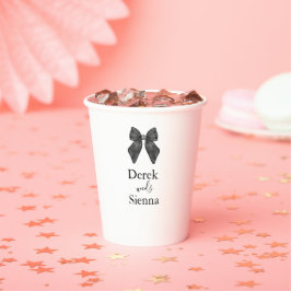 Vasos De Papel Lazo de cinta clásico boda en blanco y negro
