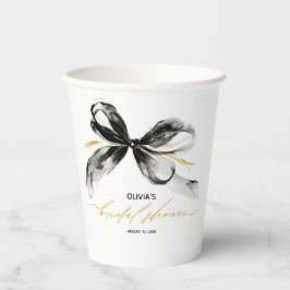 Vasos De Papel Lazo de cinta de oro negro caprichoso para fiesta 