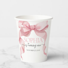 Vasos De Papel Lazo de Coqueta Rosa Fiesta de Cumpleaños 