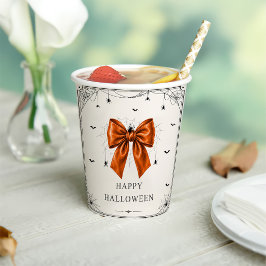 Vasos De Papel Lazo naranja de feliz Halloween
