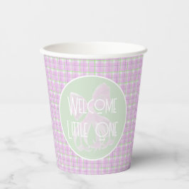 Vasos De Papel Lazo rosa dulce y cuadros ilustrados a mano