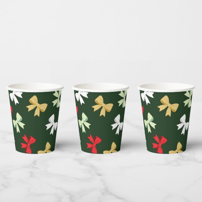 Vasos De Papel Lazos Navideños (Multi)