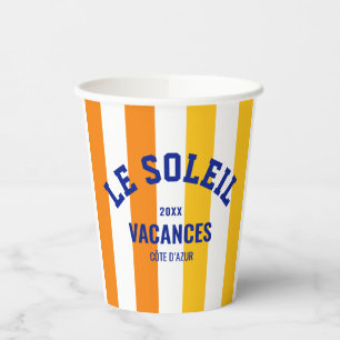 Vasos De Papel Le Soleil Vacances Côte d'Azur Cabana Stripe