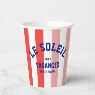 Vasos De Papel Le Soleil Vacances Riviera Francesa Cabana Stripe