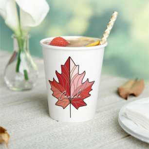 Vasos De Papel Leaf de arce canadiense contemporánea ID1071