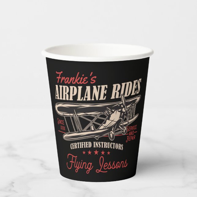 Vasos De Papel Lecciones de vuelo retro para aviones personalizad (Anverso)