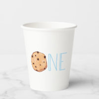 Leche y galletas azul primer cumpleaños uno