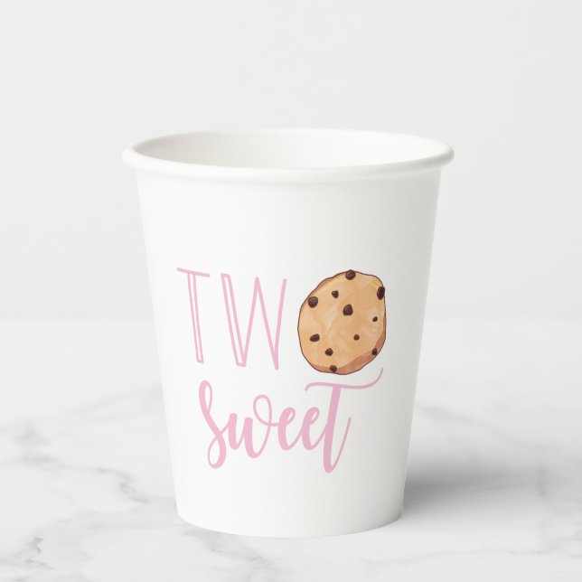 Vasos De Papel Leche y Galletas Rosa 2 Cumpleaños dos dulces (Anverso)
