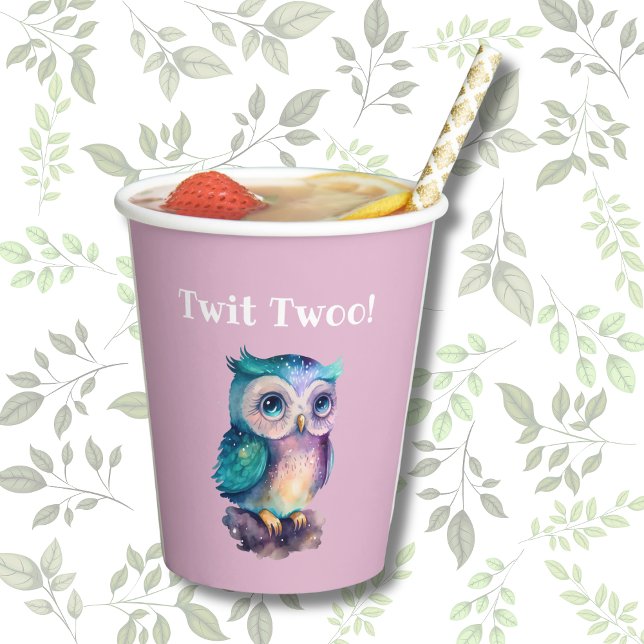 Vasos De Papel Lechuza animal de bosque de bosques rosado (Subido por el creador)