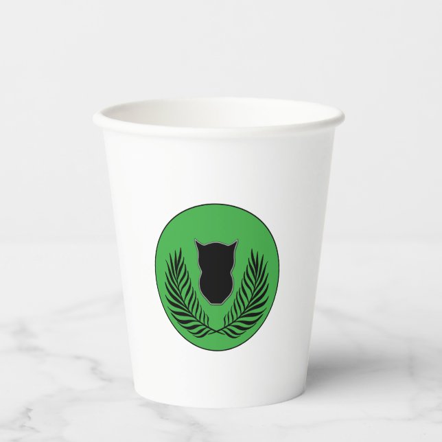 Vasos De Papel Lechuza de silueta y helechos (Anverso)