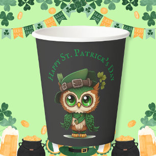 Vasos De Papel Lechuza verde del Día de San Patricio