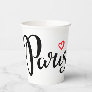 Vasos De Papel Leer el pincel de París con corazón