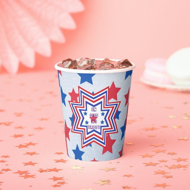 Vasos De Papel Lema estadounidense de estrella roja, azul y blanc (in situ)