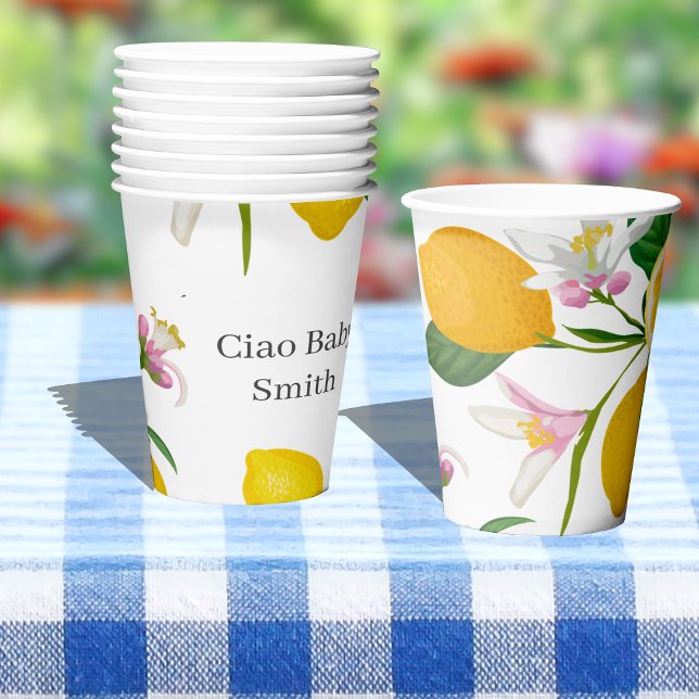 Vasos De Papel Lemon Baby Shower, Ciao Baby, Tema Italiano (Subido por el creador)