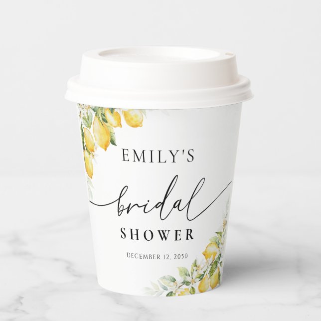 Vasos De Papel Lemon Citrus Bridal Shower Paper Cup (Anverso)
