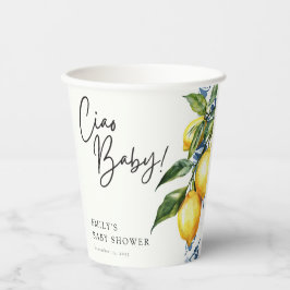 Vasos De Papel Lemon Positano Baby Shower italiano