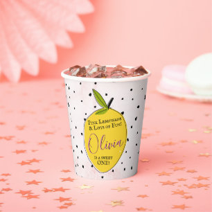 Vasos De Papel Lemonada rosa moderna Primer cumpleaños