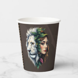 Vasos De Papel León blanco y mujer