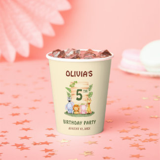 Vasos De Papel León de la jirafa salvana hippo elefante de cebra