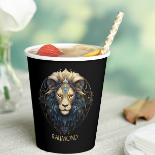 Vasos De Papel León de oro negro moderno Rótulo Zodiac Sun Leo