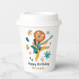 Vasos De Papel León personalizado y guitarra