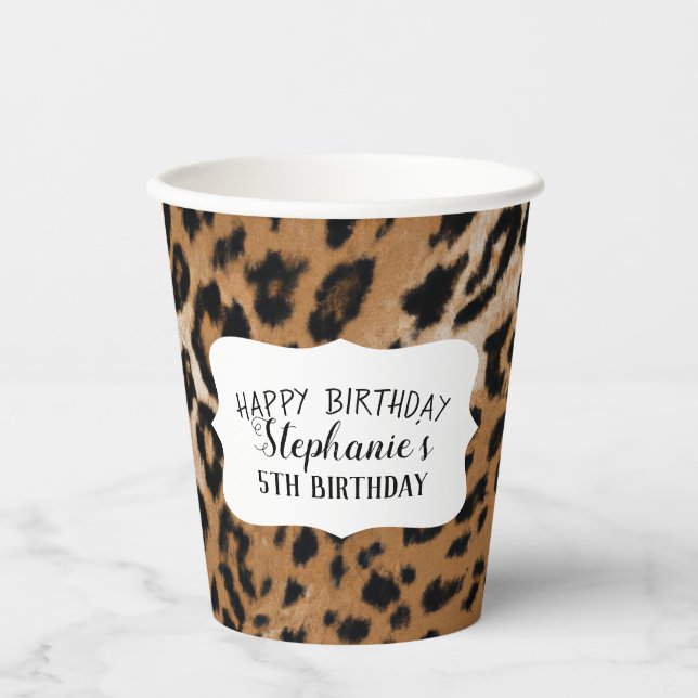 Vasos De Papel Leopard Animal Print Kids Birthday Fiesta (Anverso)