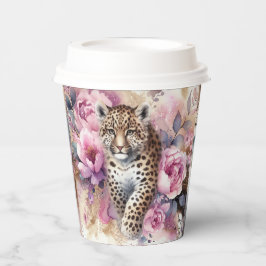 Vasos De Papel Leopard Cub y Rosas