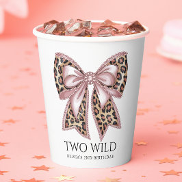 Vasos De Papel Leopard Print Two Wild Bow 2Cumpleaños
