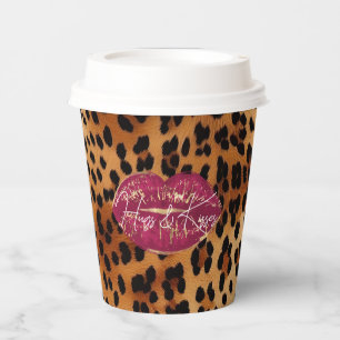 Vasos De Papel Leopardo de besos de los labios rojos