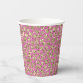 Vasos De Papel Leopardo Purpurina de oro rosa