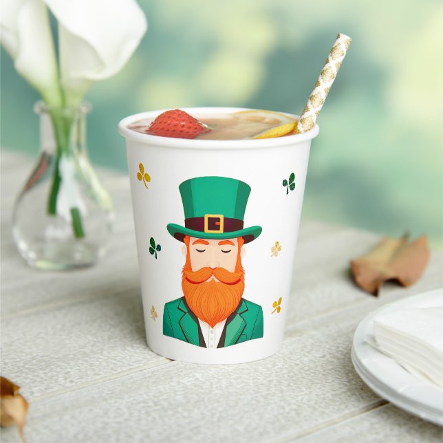 Vasos De Papel Leprechaun Clover Shamrock Patrick's Day (in situ)