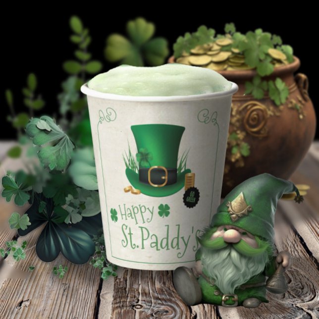 Vasos De Papel Leprechaun Gorra Happy St. Paddy's ID636 (Subido por el creador)